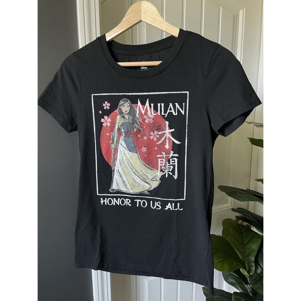 Disney Princess Mulan Honor To Us All Graphic Tee S/S Black Women's Md.